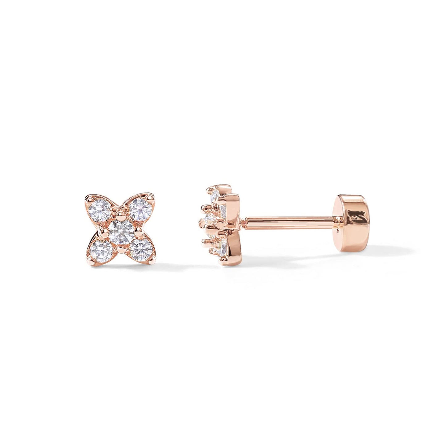 PAVOI 14K Gold Plated Sterling Silver Posts Dainty Mini Multi-Shape Flat Back Stud Earring Pack for Women | Helix Cartilage Piercing Jewelry