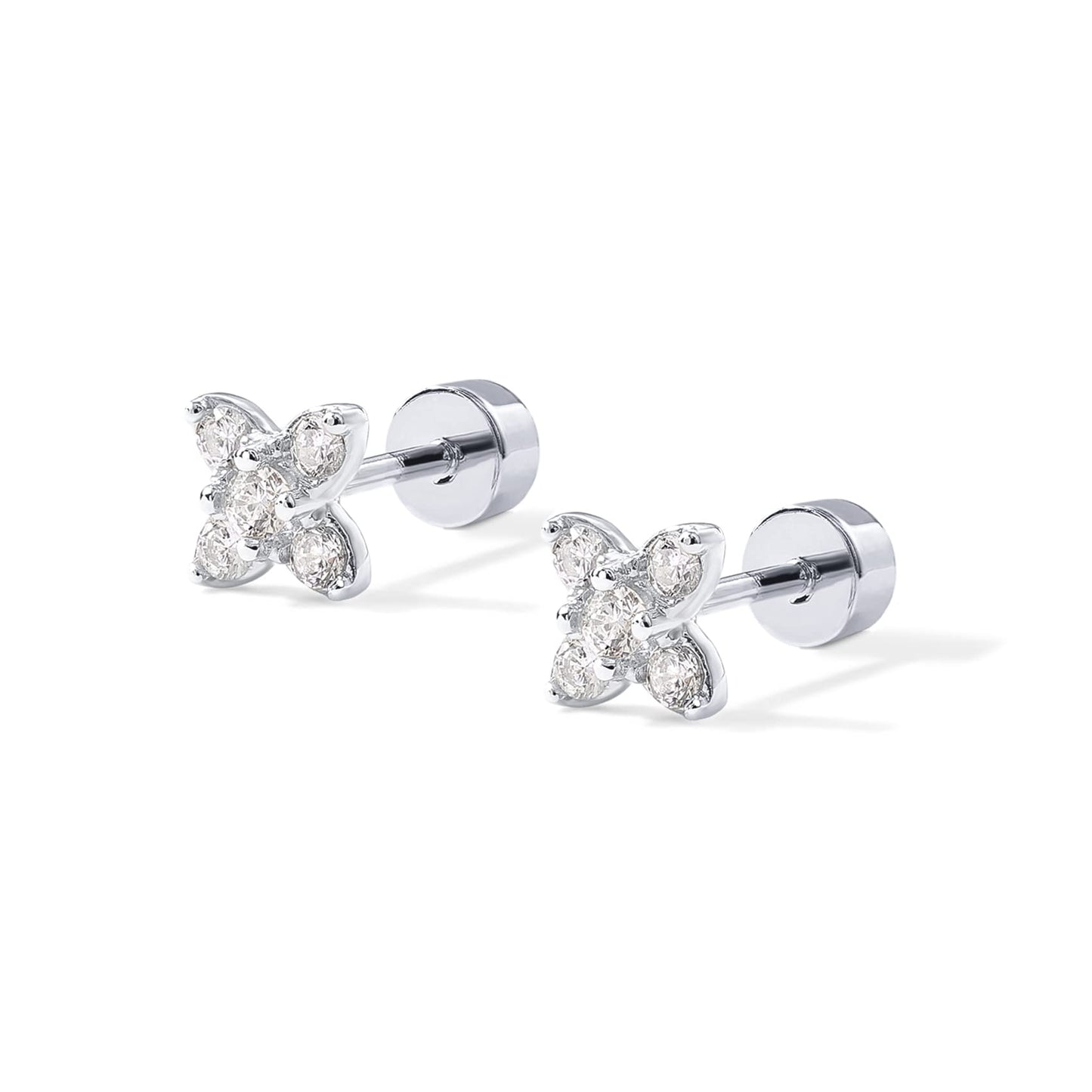 PAVOI 14K Gold Plated Sterling Silver Posts Dainty Mini Multi-Shape Flat Back Stud Earring Pack for Women | Helix Cartilage Piercing Jewelry
