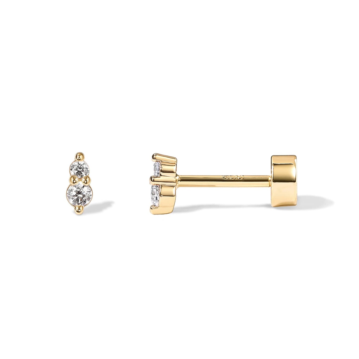 PAVOI 14K Gold Plated Sterling Silver Posts Dainty Mini Multi-Shape Flat Back Stud Earring Pack for Women | Helix Cartilage Piercing Jewelry