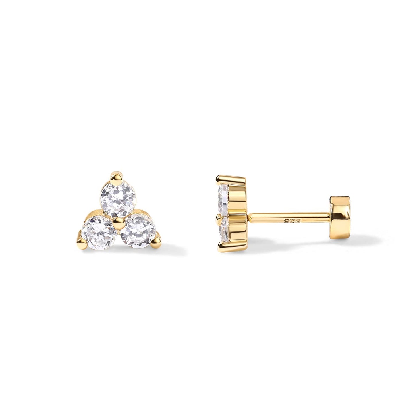 PAVOI 14K Gold Plated Sterling Silver Posts Dainty Mini Multi-Shape Flat Back Stud Earring Pack for Women | Helix Cartilage Piercing Jewelry
