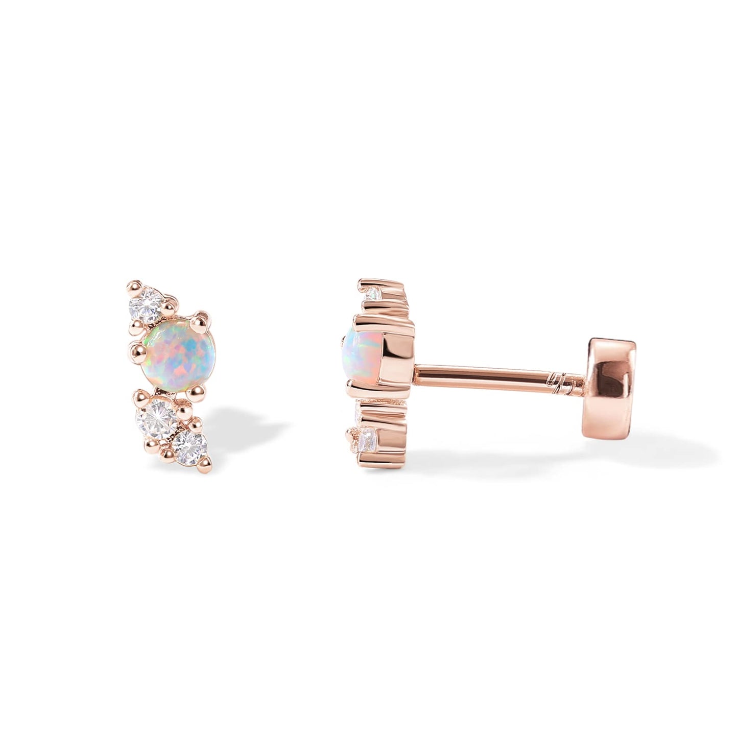 PAVOI 14K Gold Plated Sterling Silver Posts Dainty Mini Multi-Shape Flat Back Stud Earring Pack for Women | Helix Cartilage Piercing Jewelry