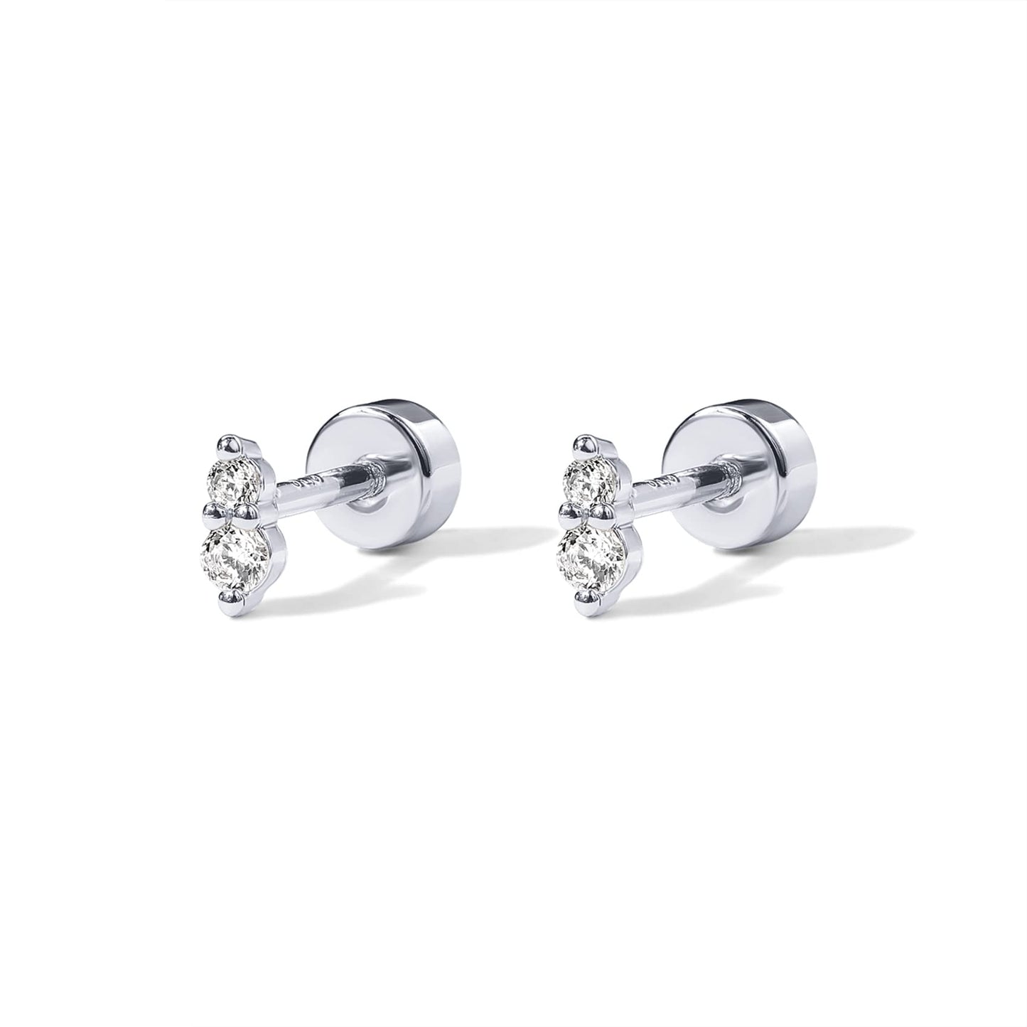 PAVOI 14K Gold Plated Sterling Silver Posts Dainty Mini Multi-Shape Flat Back Stud Earring Pack for Women | Helix Cartilage Piercing Jewelry