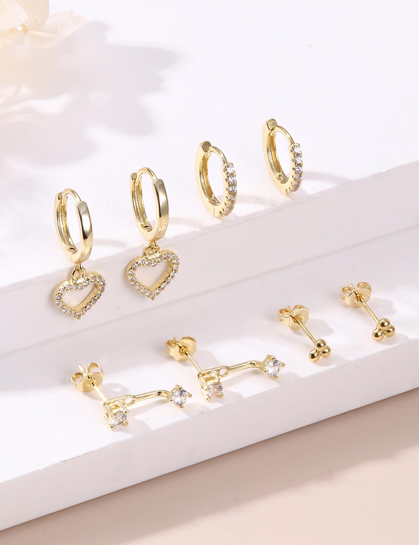 Gold Hoop Earrings for Women Hypoallergenic - 14K Gold Plated Dainty Stud Earrings Dangle Small Huggie Cartilage Earring Stacks Gold Jewelry