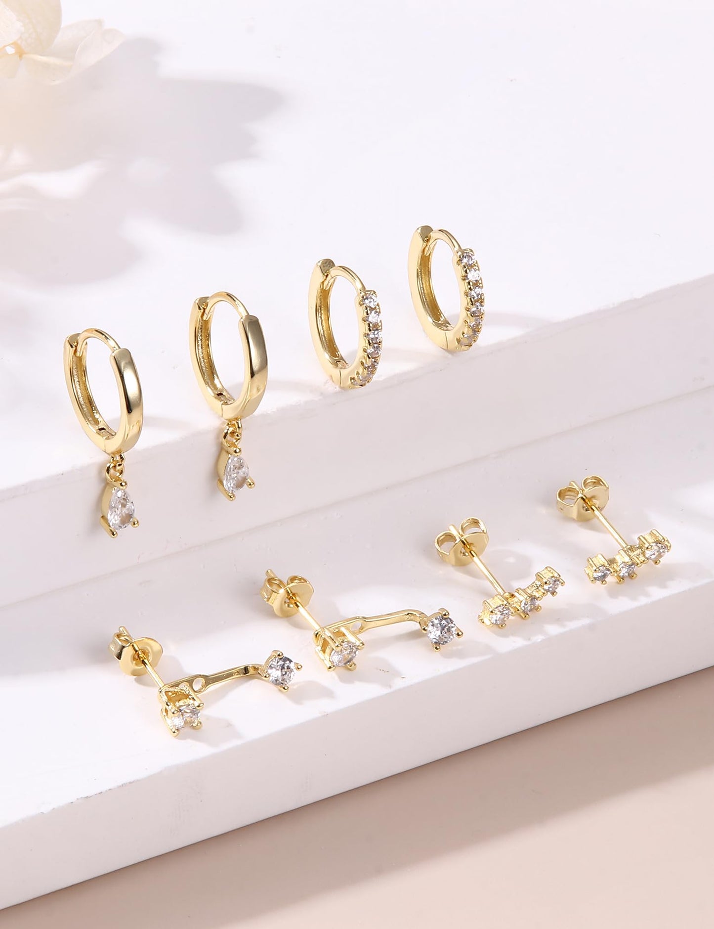 Gold Hoop Earrings for Women Hypoallergenic - 14K Gold Plated Dainty Stud Earrings Dangle Small Huggie Cartilage Earring Stacks Gold Jewelry