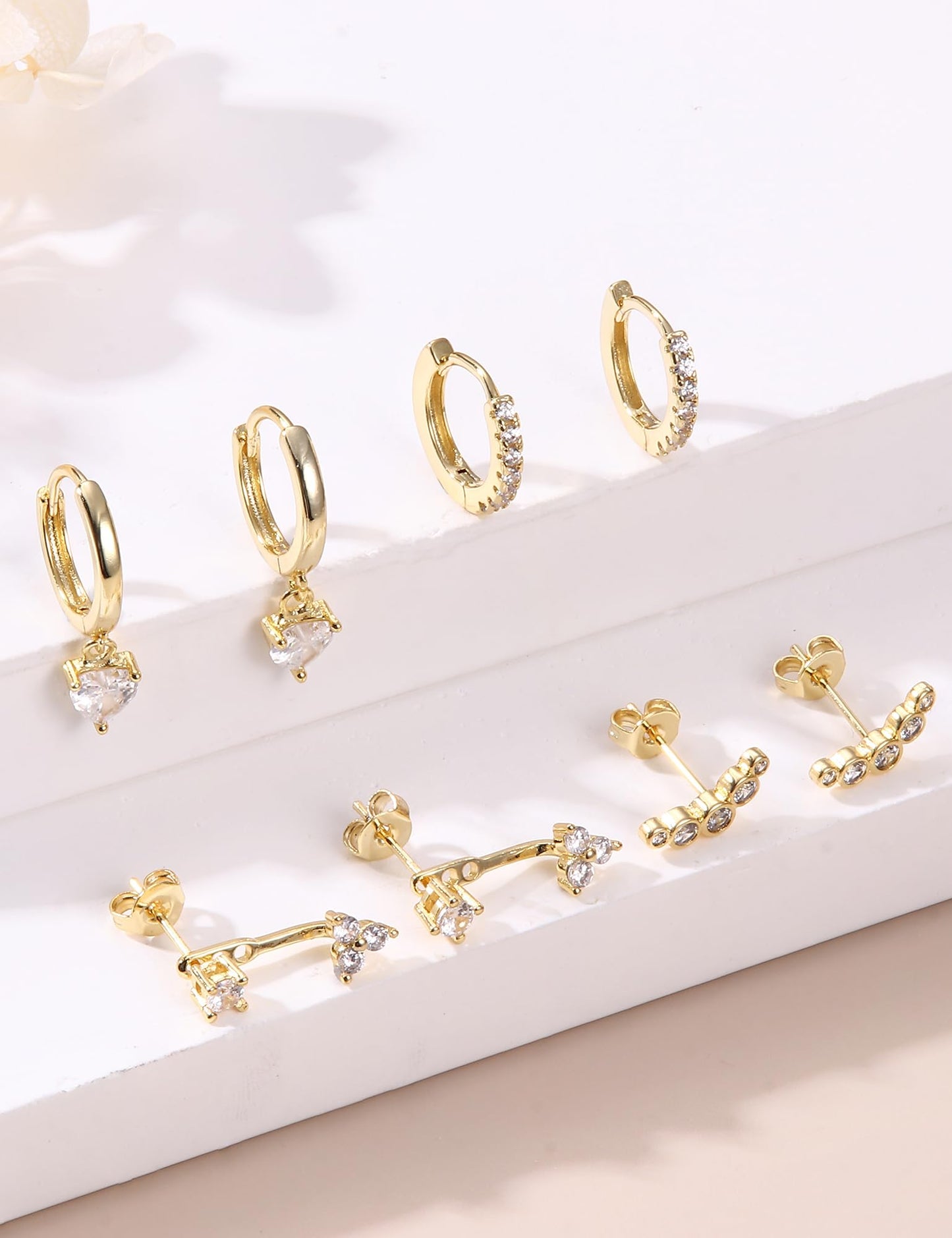 Gold Hoop Earrings for Women Hypoallergenic - 14K Gold Plated Dainty Stud Earrings Dangle Small Huggie Cartilage Earring Stacks Gold Jewelry