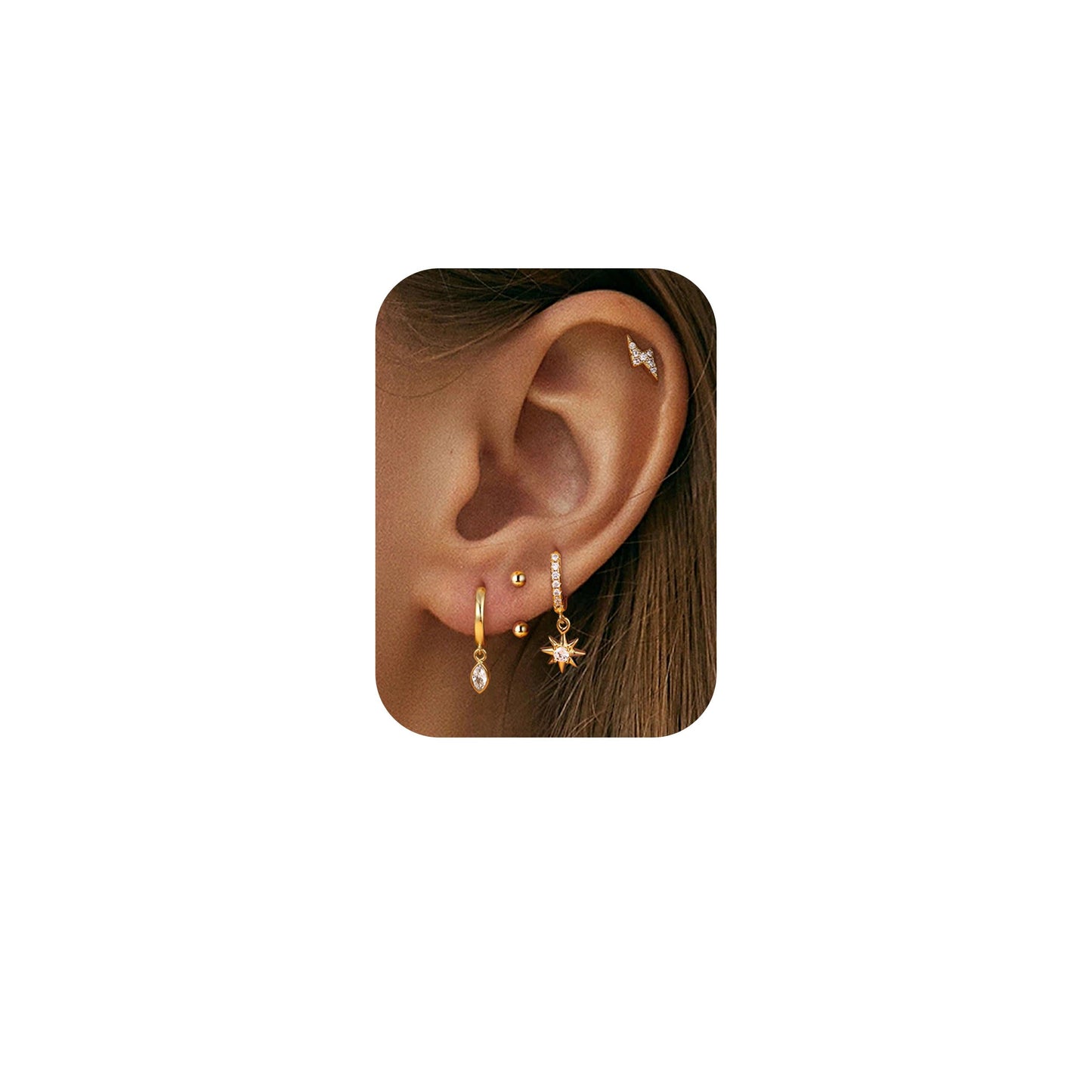 Gold Hoop Earrings for Women Hypoallergenic - 14K Gold Plated Dainty Stud Earrings Dangle Small Huggie Cartilage Earring Stacks Gold Jewelry