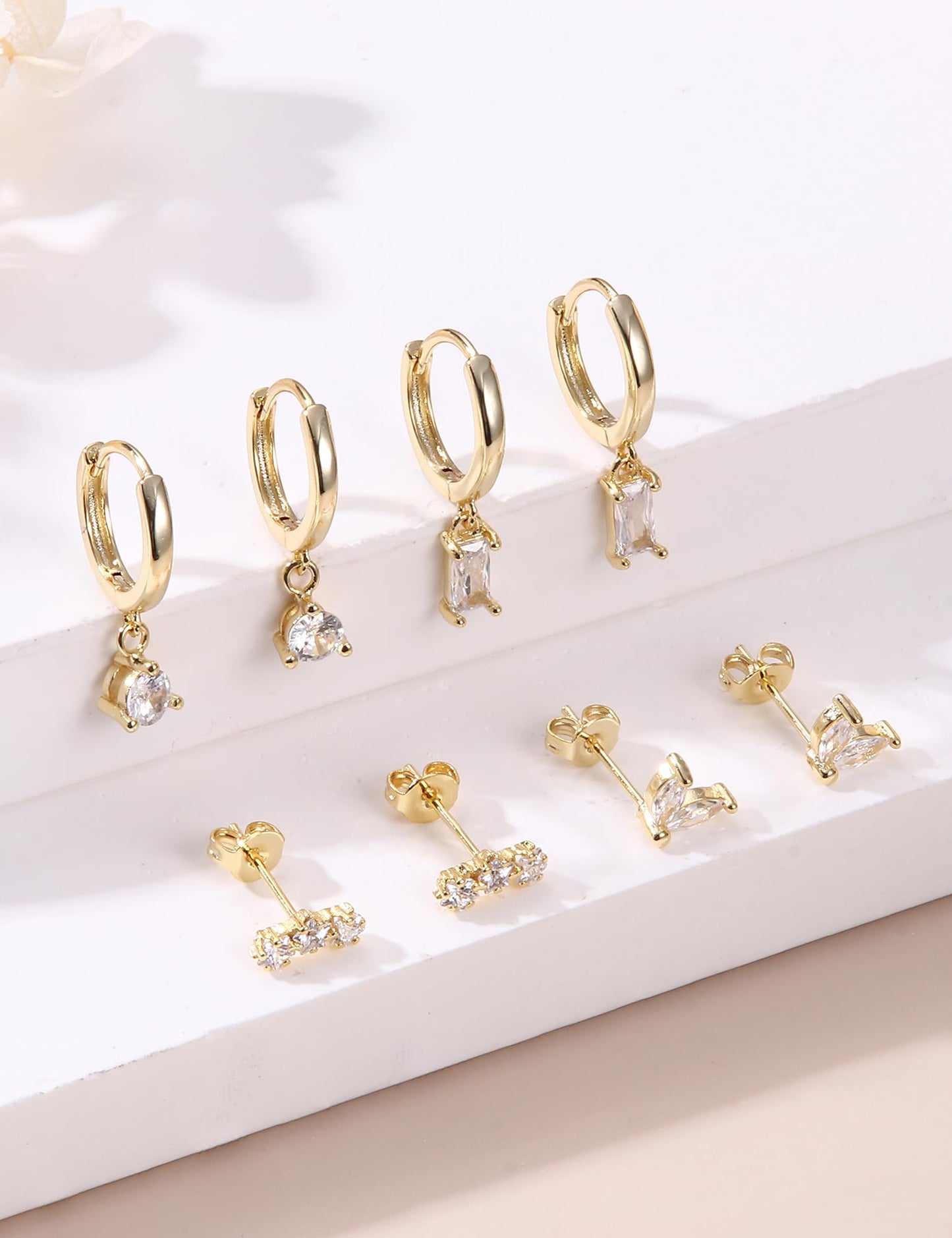 Gold Hoop Earrings for Women Hypoallergenic - 14K Gold Plated Dainty Stud Earrings Dangle Small Huggie Cartilage Earring Stacks Gold Jewelry