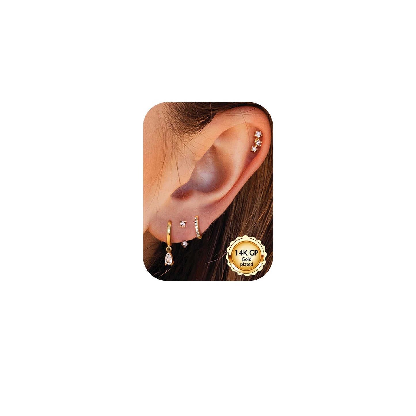 Gold Hoop Earrings for Women Hypoallergenic - 14K Gold Plated Dainty Stud Earrings Dangle Small Huggie Cartilage Earring Stacks Gold Jewelry