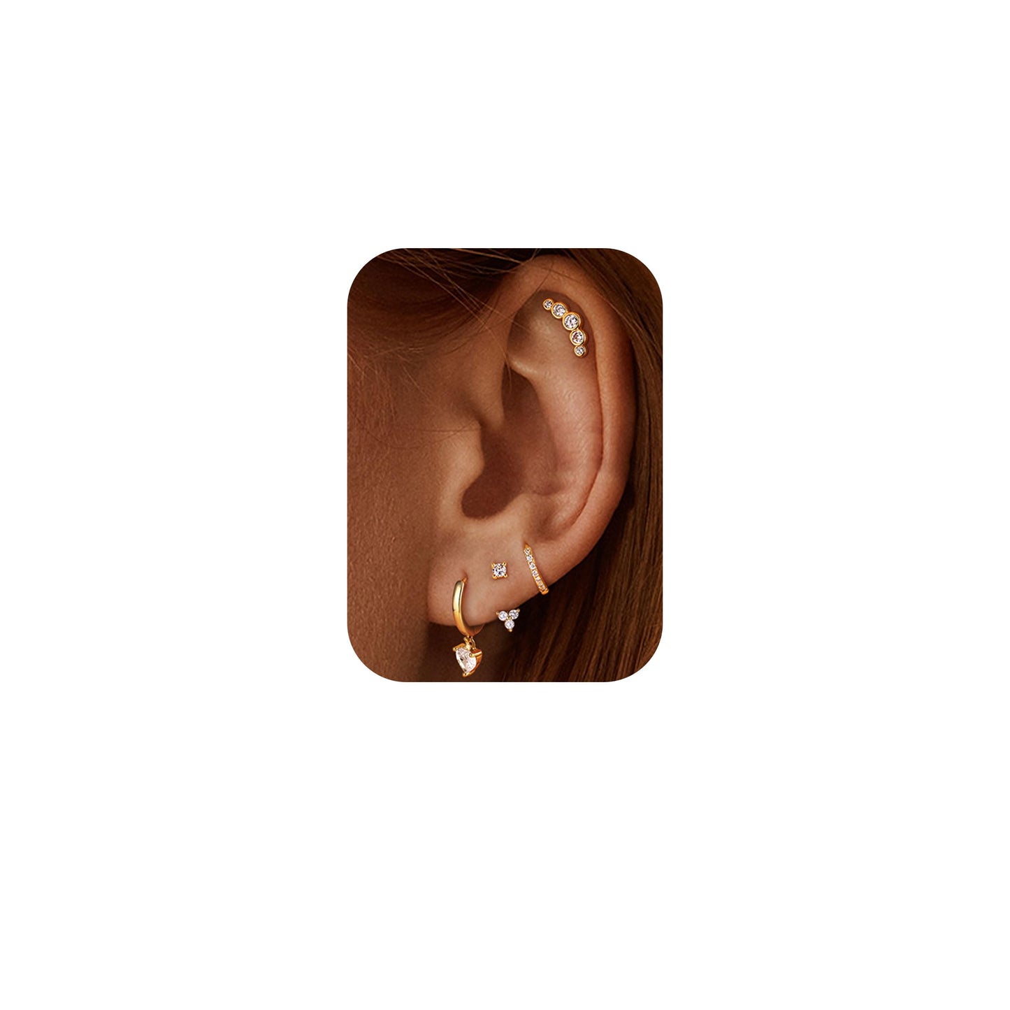 Gold Hoop Earrings for Women Hypoallergenic - 14K Gold Plated Dainty Stud Earrings Dangle Small Huggie Cartilage Earring Stacks Gold Jewelry