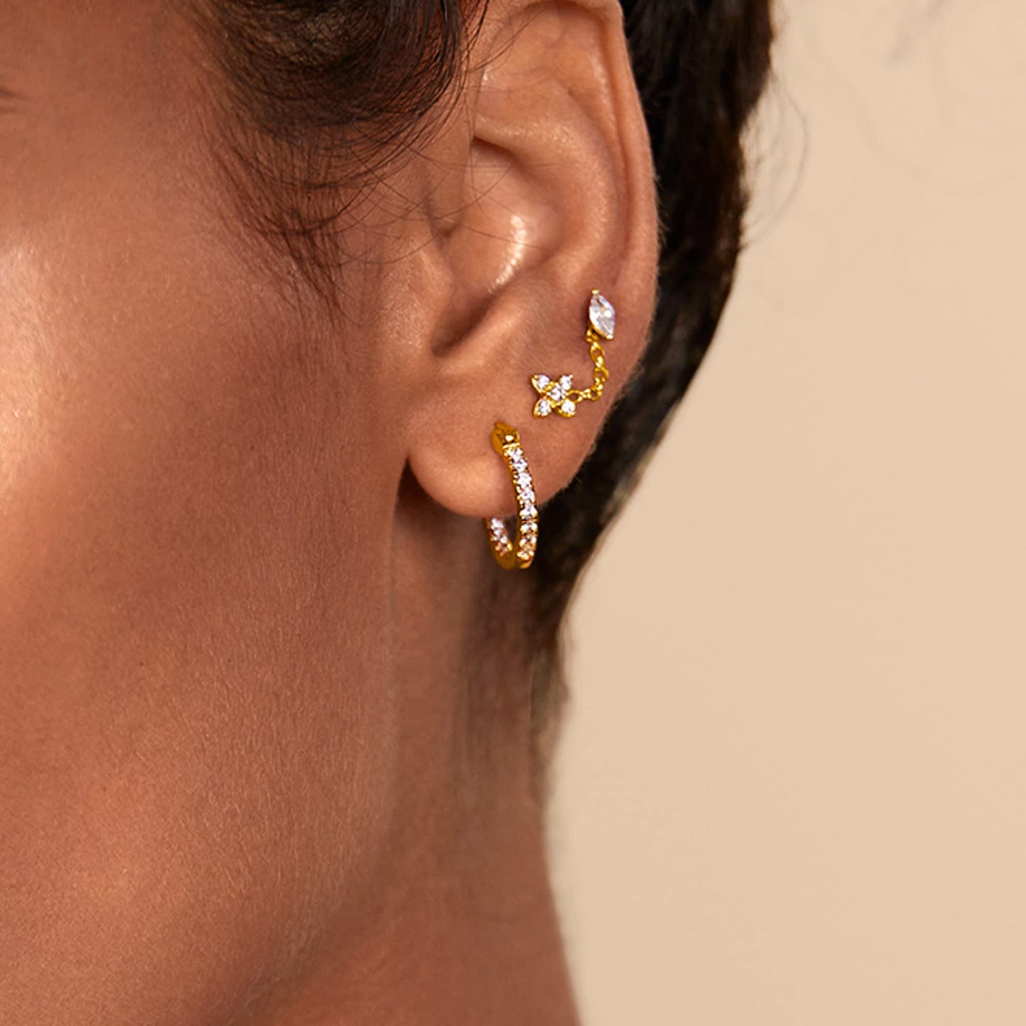 PAVOI 14K Gold Plated Sterling Silver Posts Dainty Mini Multi-Shape Flat Back Stud Earring Pack for Women | Helix Cartilage Piercing Jewelry