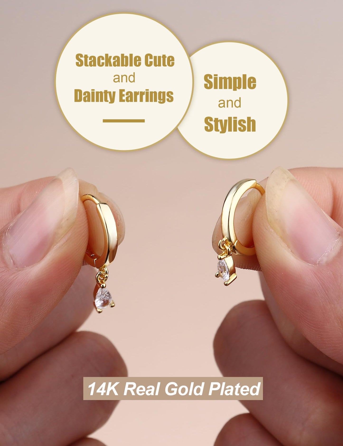 Gold Hoop Earrings for Women Hypoallergenic - 14K Gold Plated Dainty Stud Earrings Dangle Small Huggie Cartilage Earring Stacks Gold Jewelry