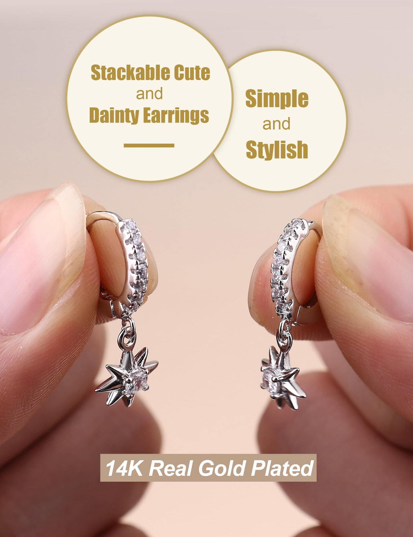Gold Hoop Earrings for Women Hypoallergenic - 14K Gold Plated Dainty Stud Earrings Dangle Small Huggie Cartilage Earring Stacks Gold Jewelry