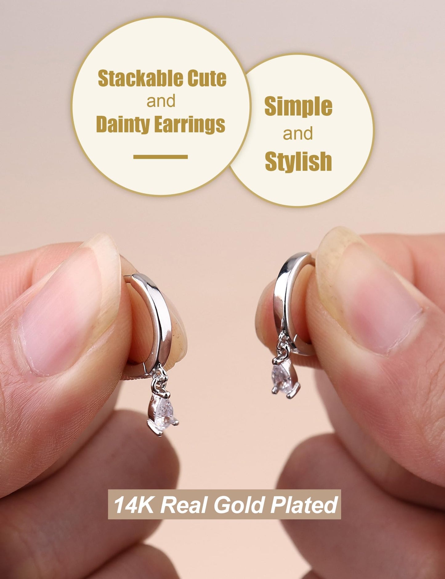 Gold Hoop Earrings for Women Hypoallergenic - 14K Gold Plated Dainty Stud Earrings Dangle Small Huggie Cartilage Earring Stacks Gold Jewelry