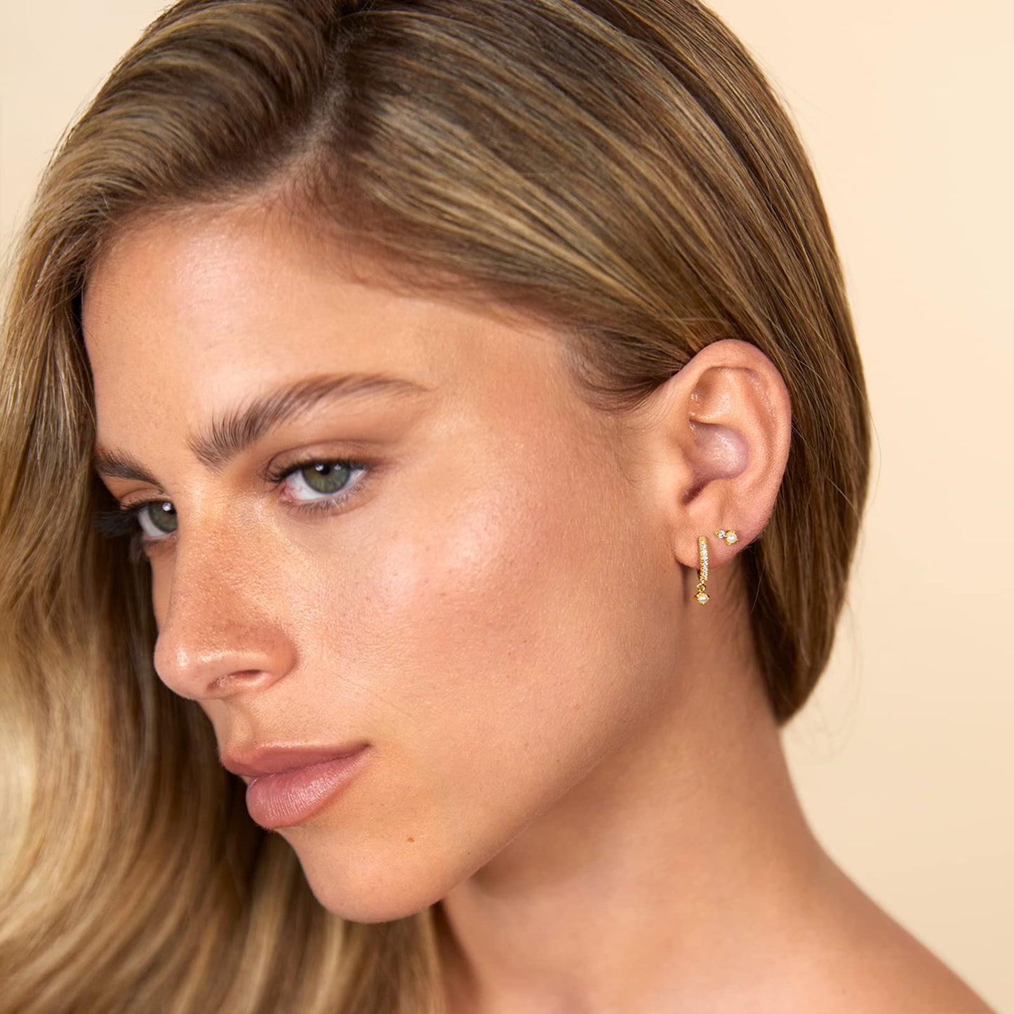 PAVOI 14K Gold Plated Sterling Silver Posts Dainty Mini Multi-Shape Flat Back Stud Earring Pack for Women | Helix Cartilage Piercing Jewelry