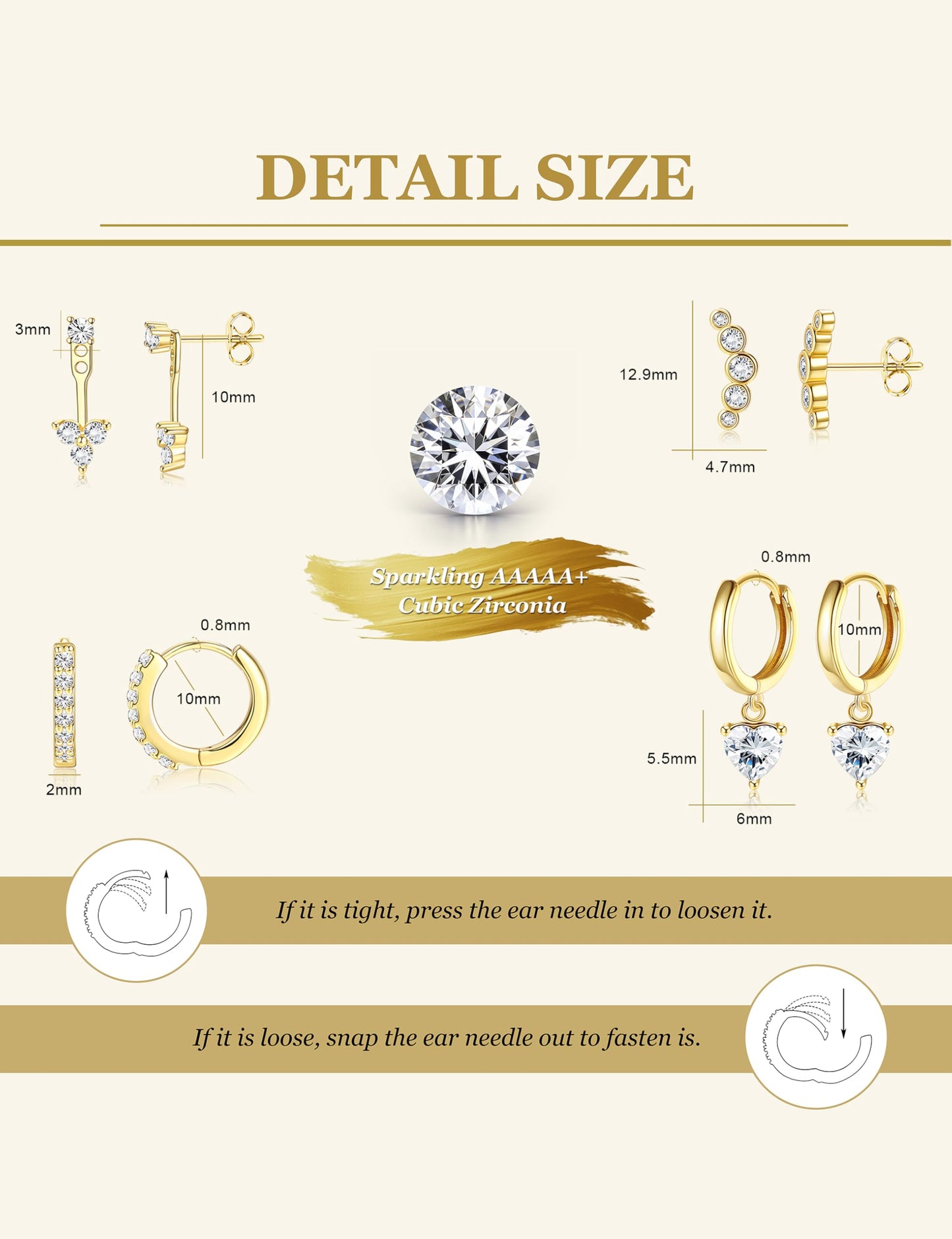 Gold Hoop Earrings for Women Hypoallergenic - 14K Gold Plated Dainty Stud Earrings Dangle Small Huggie Cartilage Earring Stacks Gold Jewelry