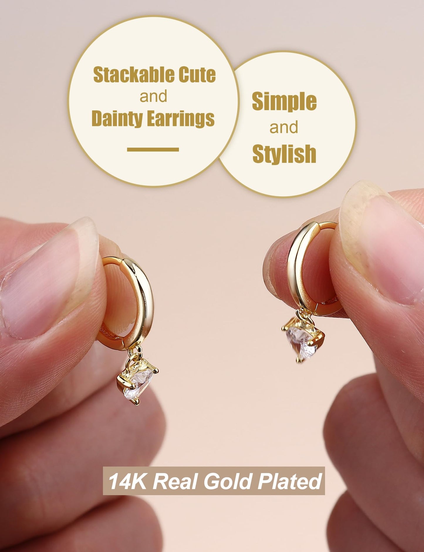 Gold Hoop Earrings for Women Hypoallergenic - 14K Gold Plated Dainty Stud Earrings Dangle Small Huggie Cartilage Earring Stacks Gold Jewelry