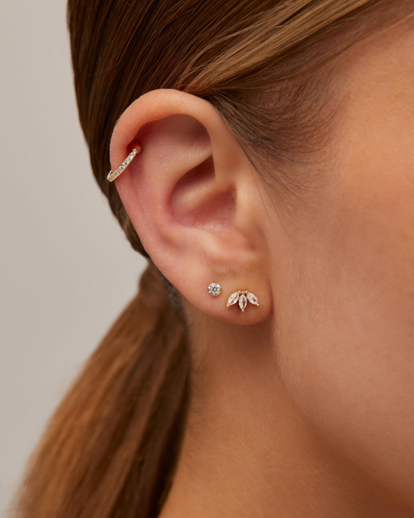 PAVOI 14K Gold Plated Sterling Silver Posts Dainty Mini Multi-Shape Flat Back Stud Earring Pack for Women | Helix Cartilage Piercing Jewelry