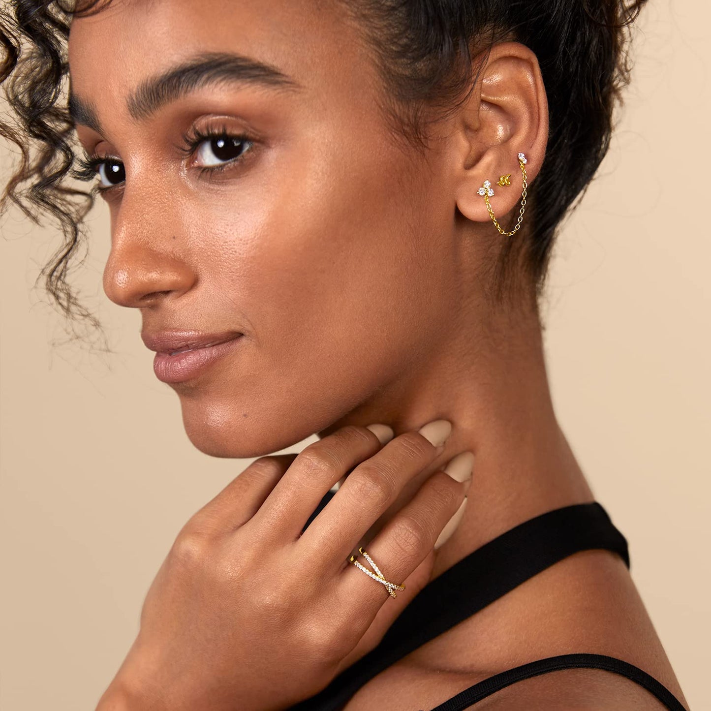 PAVOI 14K Gold Plated Sterling Silver Posts Dainty Mini Multi-Shape Flat Back Stud Earring Pack for Women | Helix Cartilage Piercing Jewelry