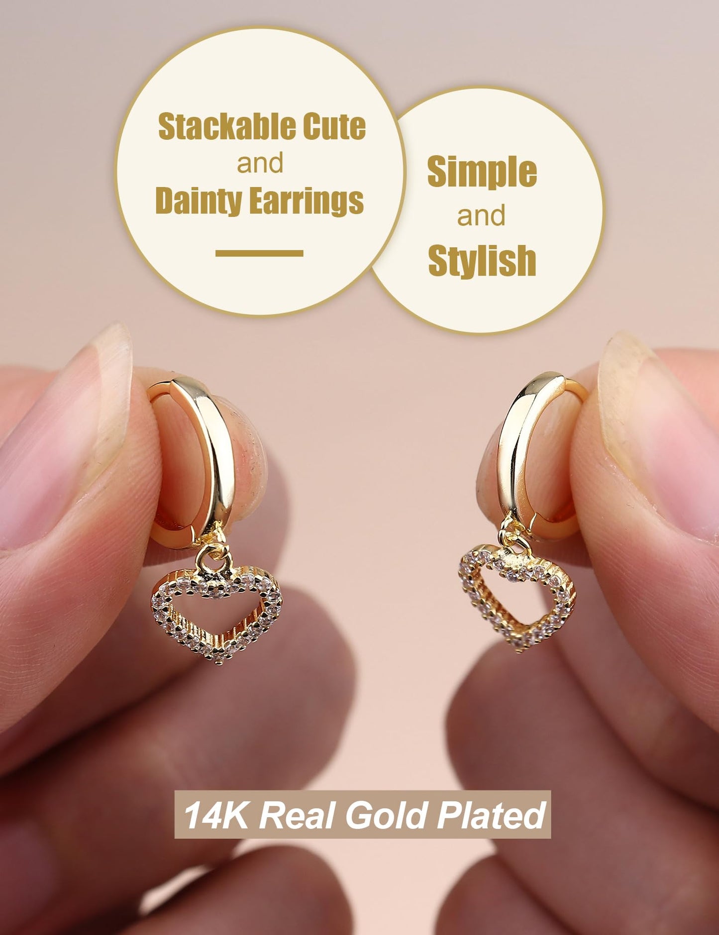 Gold Hoop Earrings for Women Hypoallergenic - 14K Gold Plated Dainty Stud Earrings Dangle Small Huggie Cartilage Earring Stacks Gold Jewelry