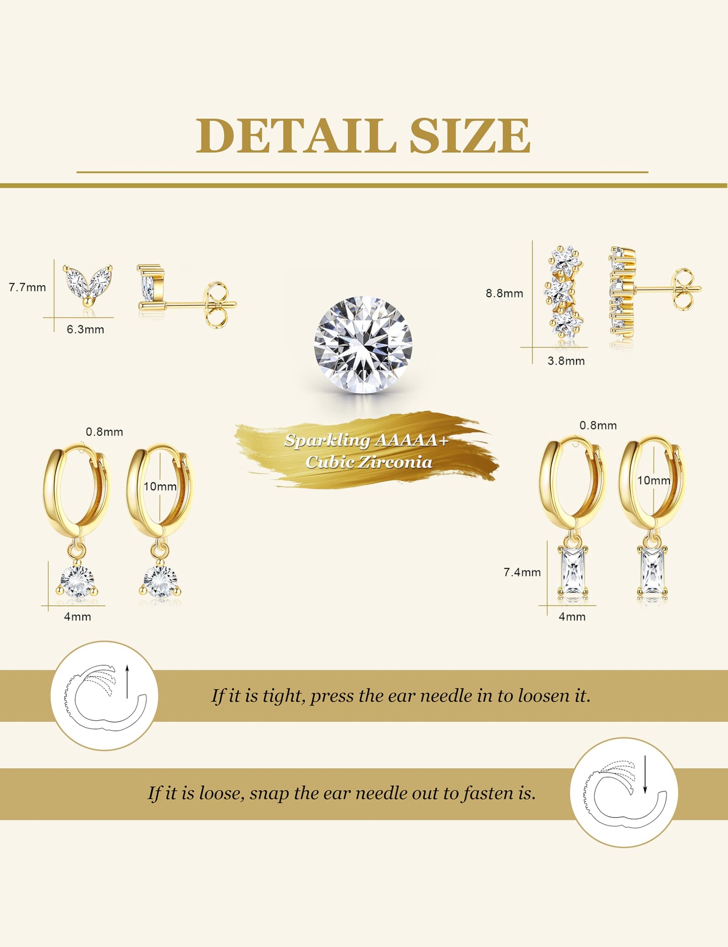 Gold Hoop Earrings for Women Hypoallergenic - 14K Gold Plated Dainty Stud Earrings Dangle Small Huggie Cartilage Earring Stacks Gold Jewelry