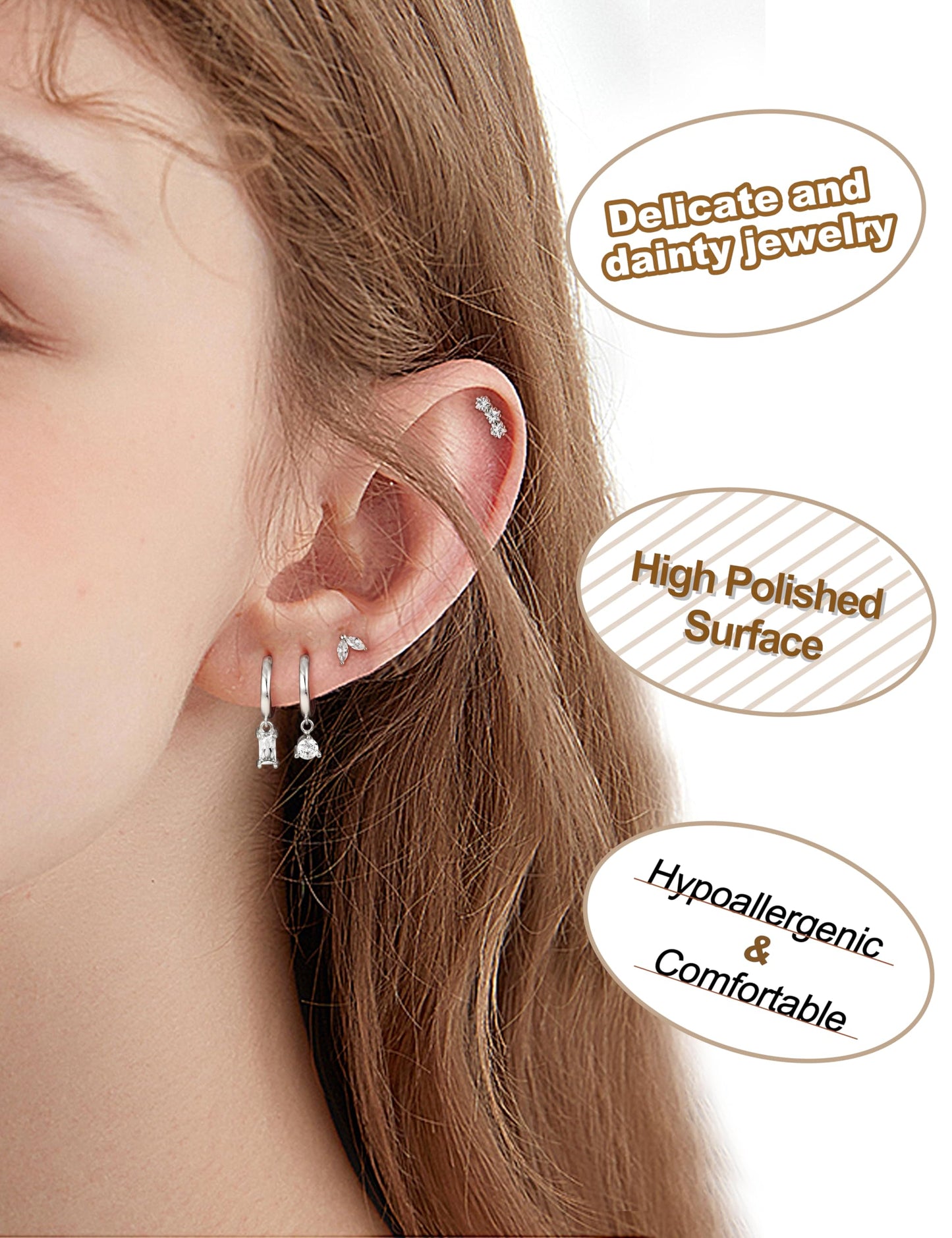Gold Hoop Earrings for Women Hypoallergenic - 14K Gold Plated Dainty Stud Earrings Dangle Small Huggie Cartilage Earring Stacks Gold Jewelry