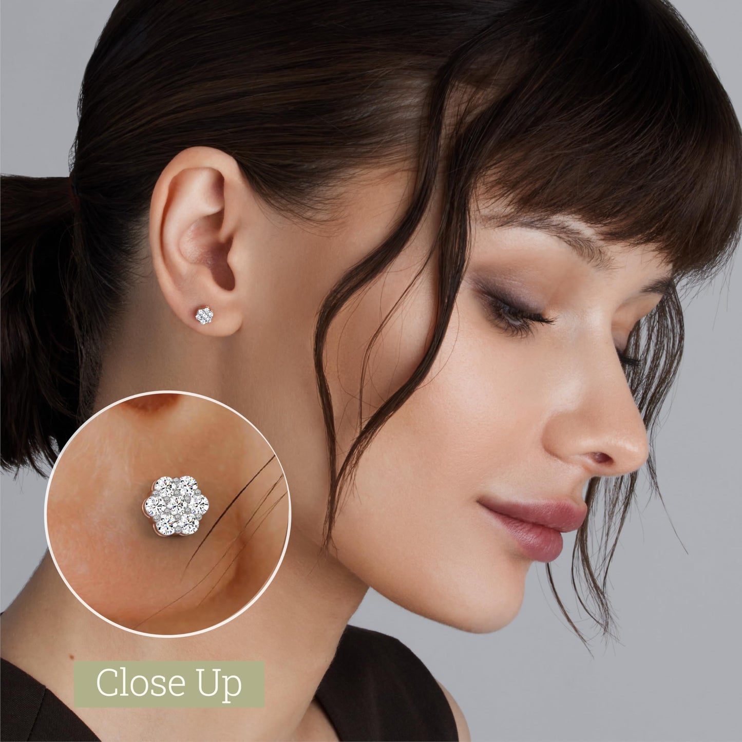 Gilded Lab-Grown Diamond 7 Stone Flower Earrings for Women in 925 Sterling Silver and 14KT Yellow Gold Plated Silver | Hypoallergenic Fine Jewelry | Hinged Closure | SI1 Clarity, F Color |1/4,1/2, 1,2 Carat Total Weight
