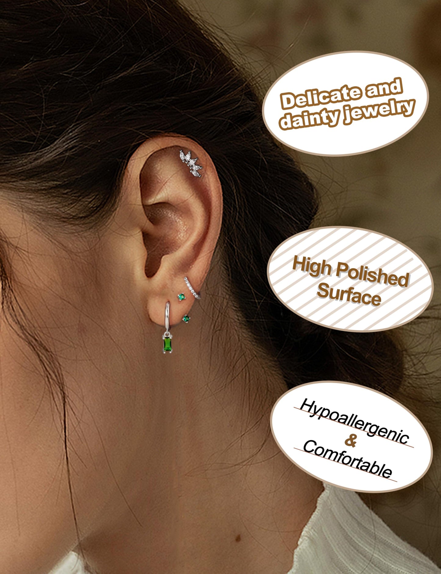 Gold Hoop Earrings for Women Hypoallergenic - 14K Gold Plated Dainty Stud Earrings Dangle Small Huggie Cartilage Earring Stacks Gold Jewelry