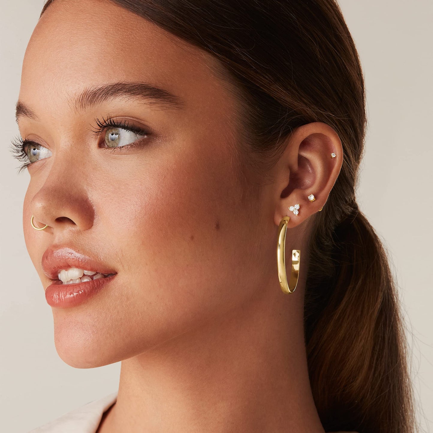 PAVOI 14K Gold Plated Sterling Silver Posts Dainty Mini Multi-Shape Flat Back Stud Earring Pack for Women | Helix Cartilage Piercing Jewelry