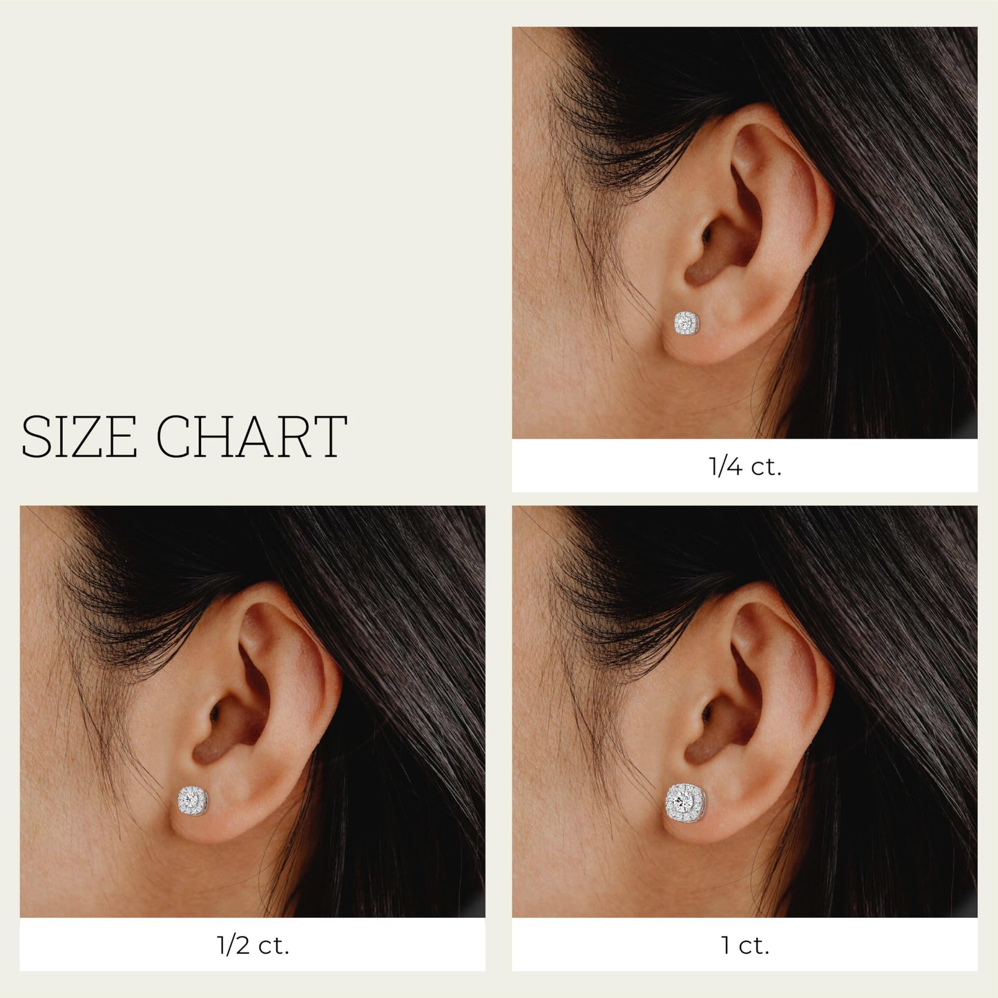Gilded Lab-Grown Diamond Sterling Silver and 14KT Yellow Gold Plated Silver Stud Earrings for Women | Cushion Halo Shaped Studs | Hypoallergenic Fine Jewelry | Prong Setting, Push Back Nut | SI1 Clarity, F Color 1/4, 1/2, ,1 Carat Total Weight