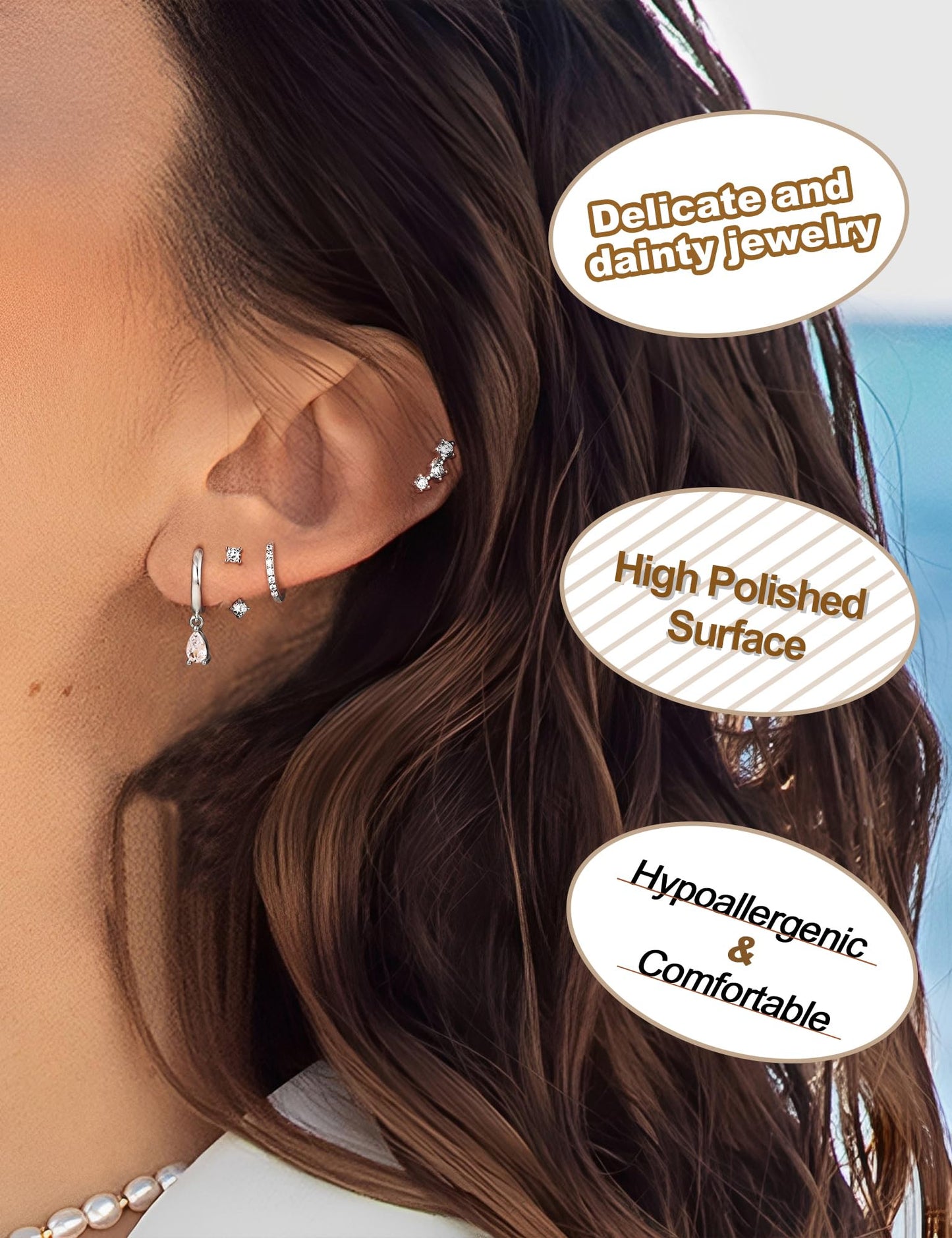 Gold Hoop Earrings for Women Hypoallergenic - 14K Gold Plated Dainty Stud Earrings Dangle Small Huggie Cartilage Earring Stacks Gold Jewelry