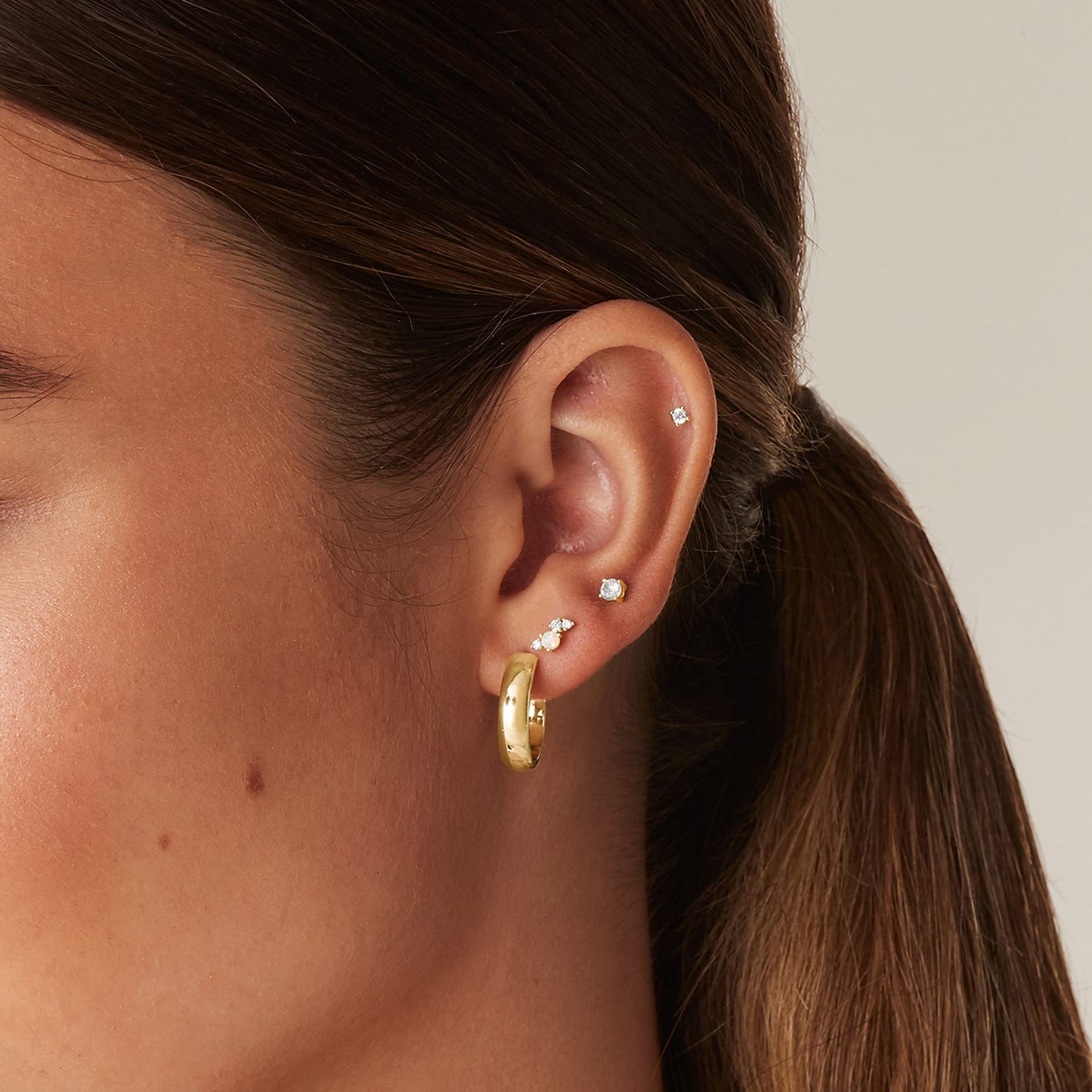PAVOI 14K Gold Plated Sterling Silver Posts Dainty Mini Multi-Shape Flat Back Stud Earring Pack for Women | Helix Cartilage Piercing Jewelry