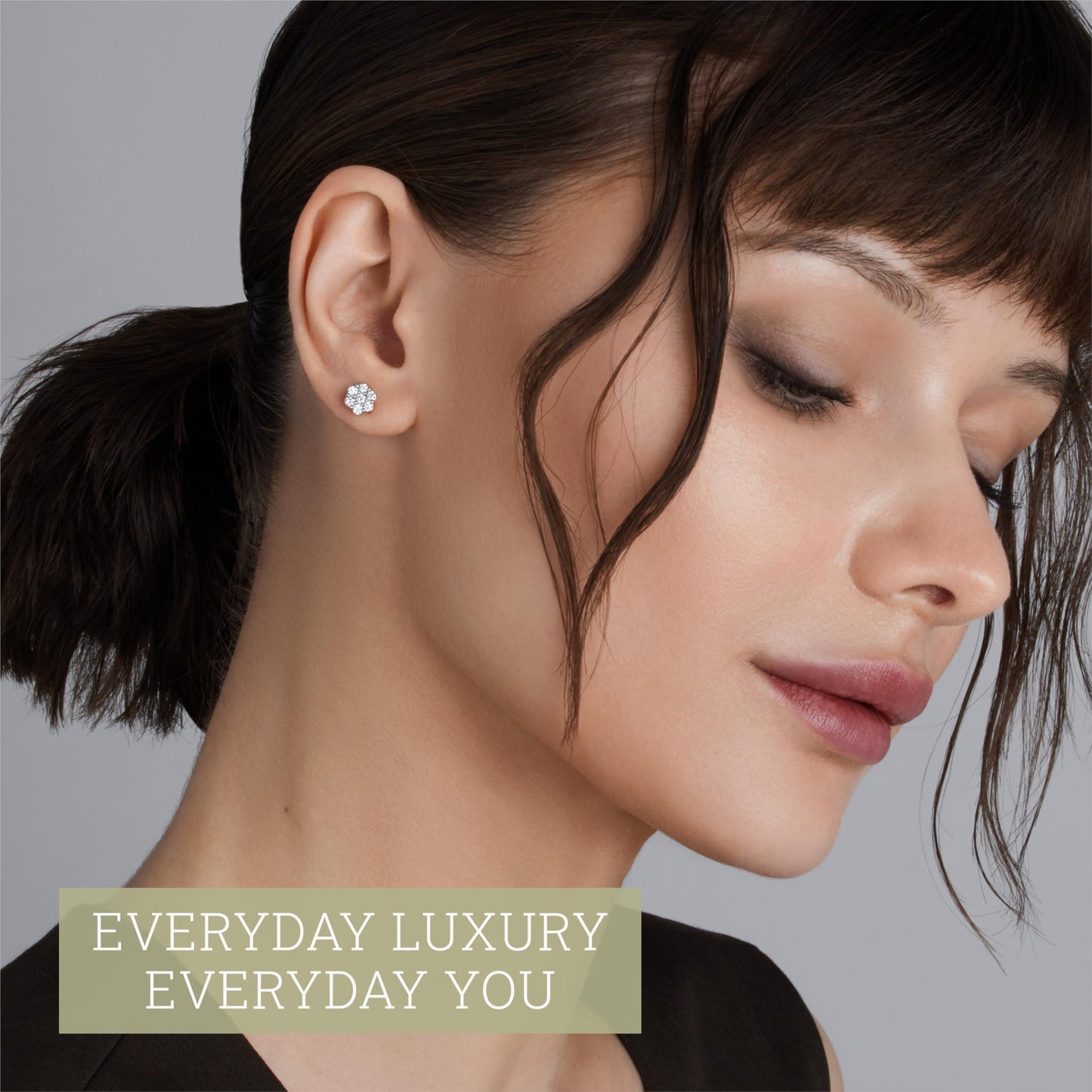 Gilded Lab-Grown Diamond 7 Stone Flower Earrings for Women in 925 Sterling Silver and 14KT Yellow Gold Plated Silver | Hypoallergenic Fine Jewelry | Hinged Closure | SI1 Clarity, F Color |1/4,1/2, 1,2 Carat Total Weight