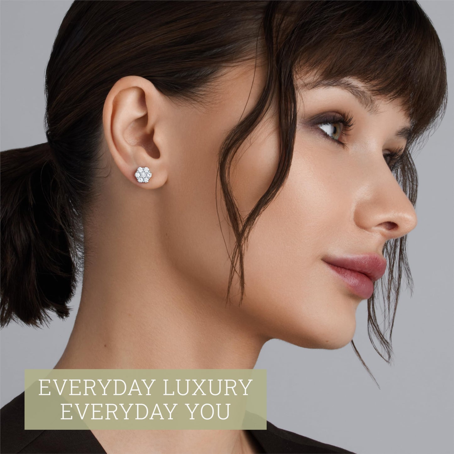 Gilded Lab-Grown Diamond 7 Stone Flower Earrings for Women in 925 Sterling Silver and 14KT Yellow Gold Plated Silver | Hypoallergenic Fine Jewelry | Hinged Closure | SI1 Clarity, F Color |1/4,1/2, 1,2 Carat Total Weight