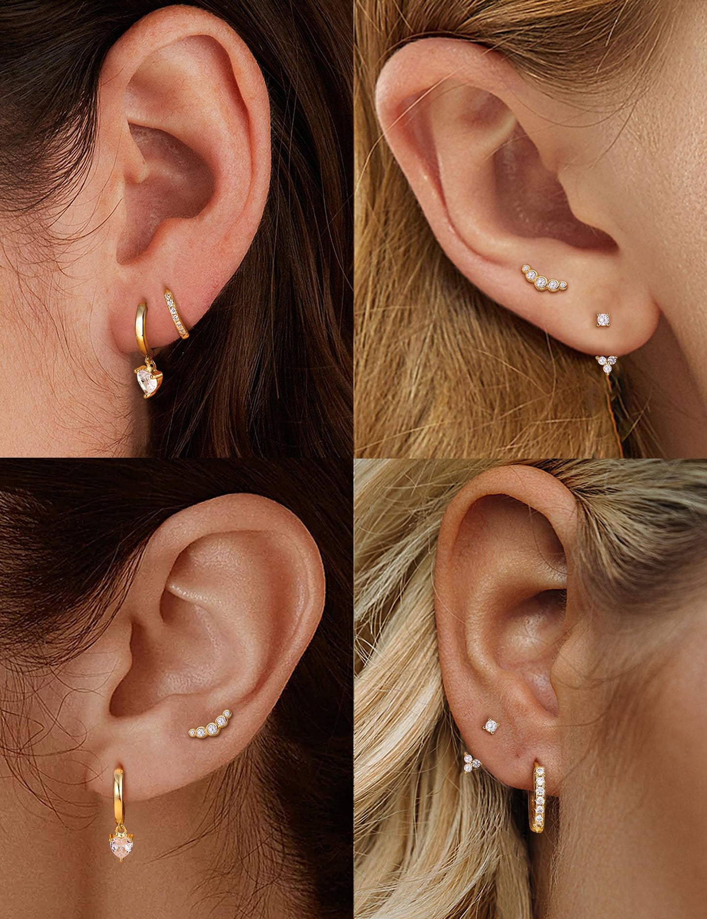 Gold Hoop Earrings for Women Hypoallergenic - 14K Gold Plated Dainty Stud Earrings Dangle Small Huggie Cartilage Earring Stacks Gold Jewelry