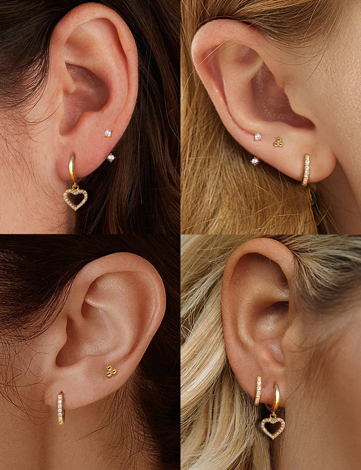 Gold Hoop Earrings for Women Hypoallergenic - 14K Gold Plated Dainty Stud Earrings Dangle Small Huggie Cartilage Earring Stacks Gold Jewelry