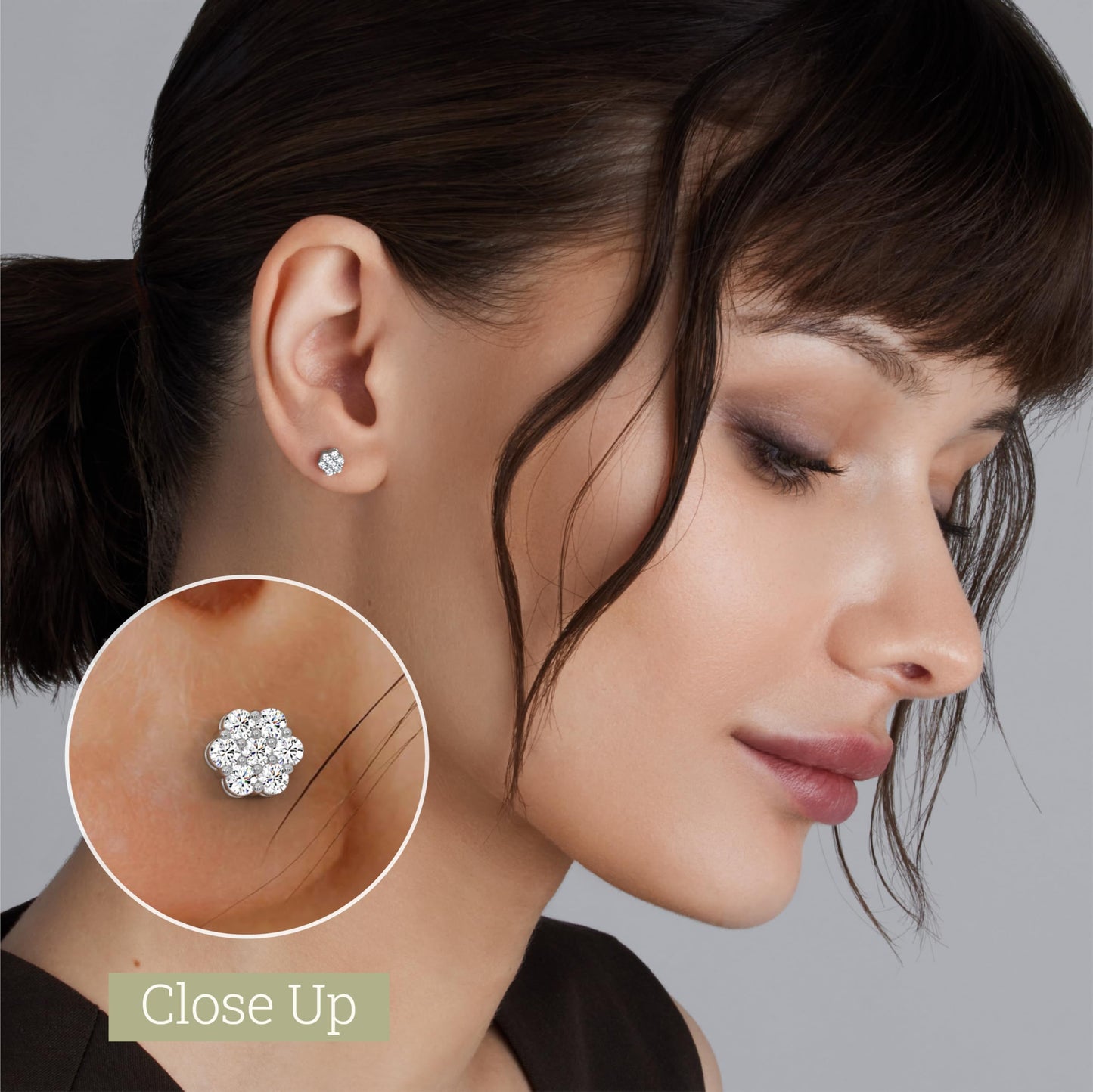 Gilded Lab-Grown Diamond 7 Stone Flower Earrings for Women in 925 Sterling Silver and 14KT Yellow Gold Plated Silver | Hypoallergenic Fine Jewelry | Hinged Closure | SI1 Clarity, F Color |1/4,1/2, 1,2 Carat Total Weight