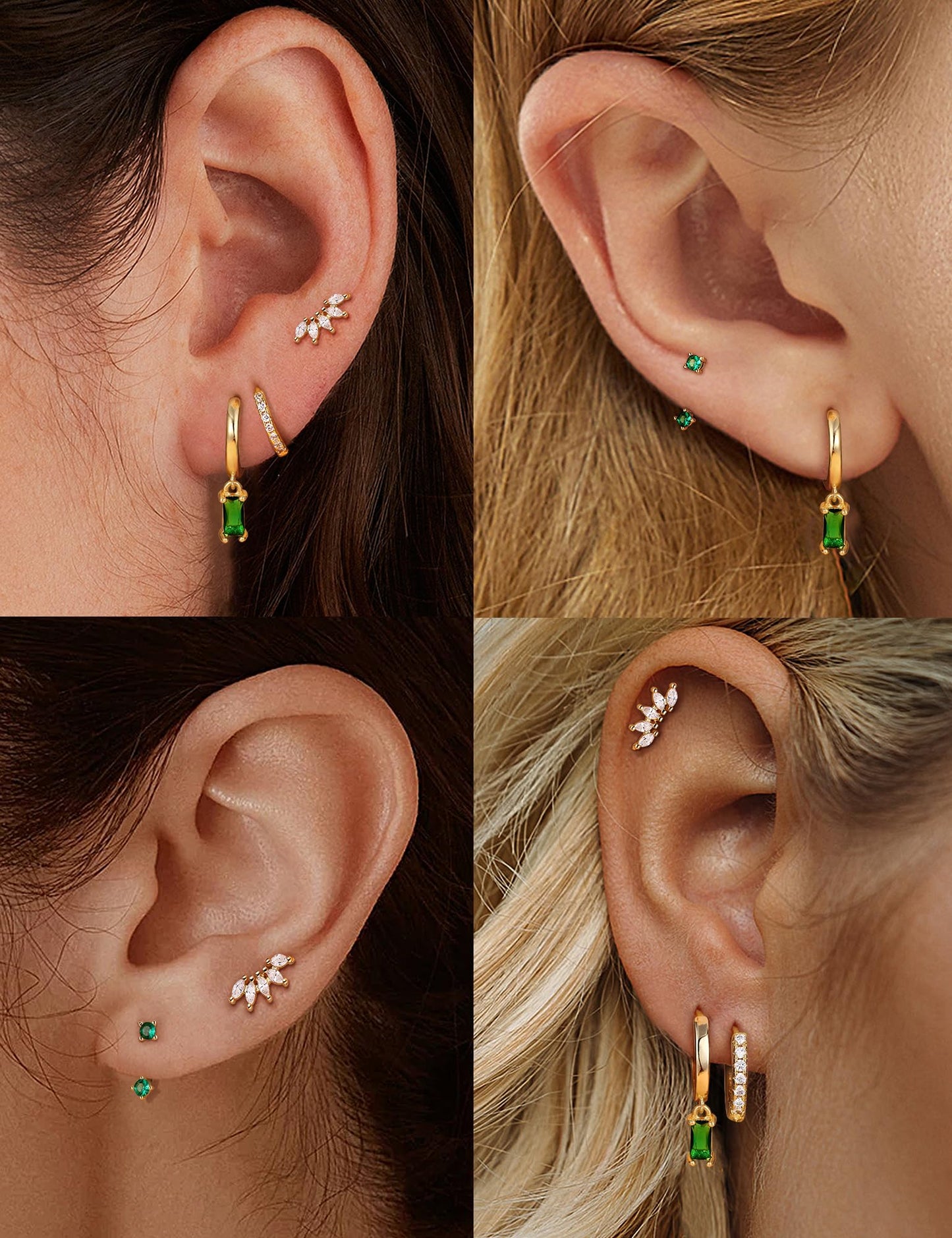 Gold Hoop Earrings for Women Hypoallergenic - 14K Gold Plated Dainty Stud Earrings Dangle Small Huggie Cartilage Earring Stacks Gold Jewelry