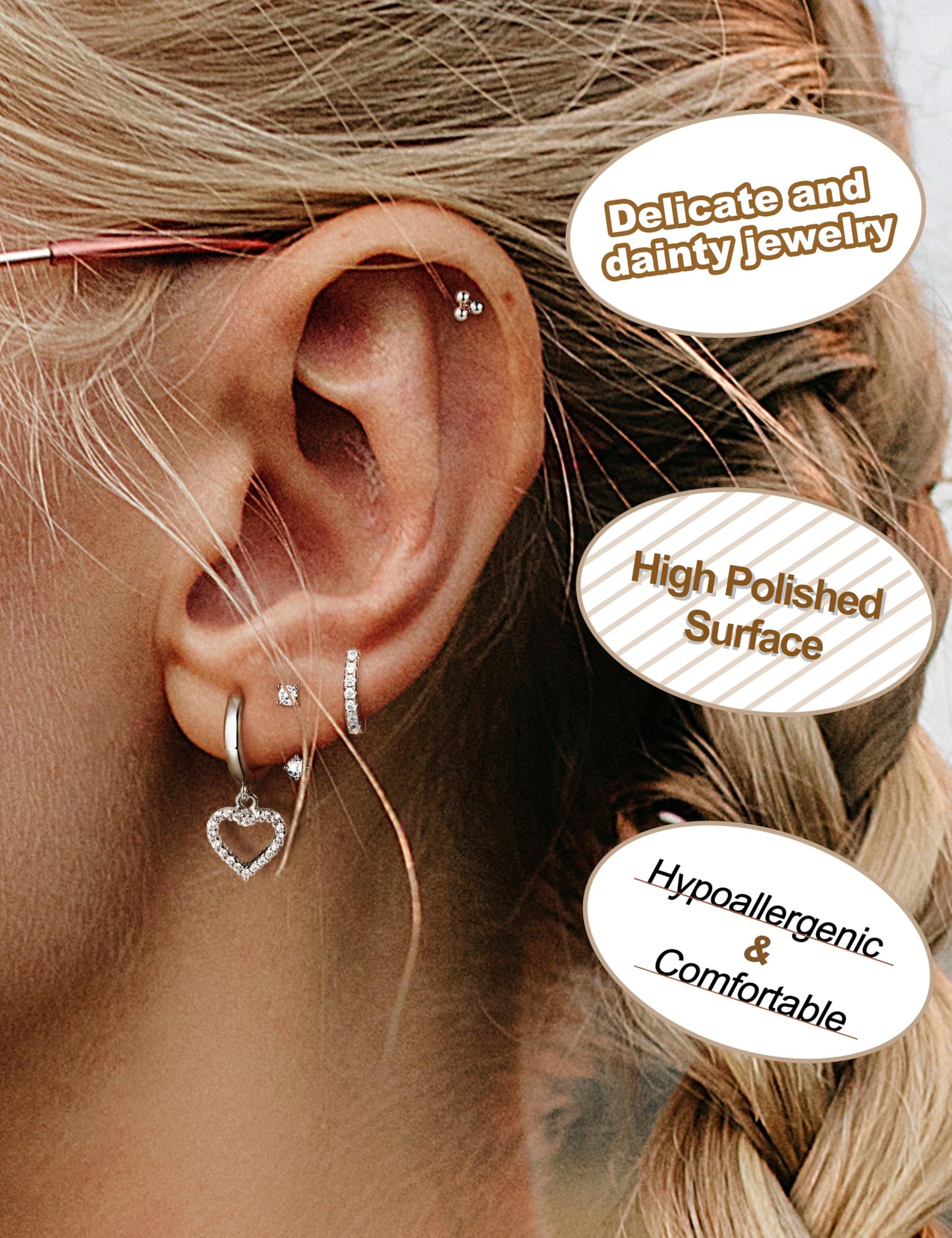 Gold Hoop Earrings for Women Hypoallergenic - 14K Gold Plated Dainty Stud Earrings Dangle Small Huggie Cartilage Earring Stacks Gold Jewelry