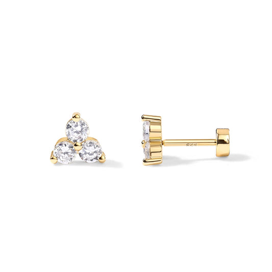 PAVOI 14K Gold Plated Sterling Silver Posts Dainty Mini Multi-Shape Flat Back Stud Earring Pack for Women | Helix Cartilage Piercing Jewelry
