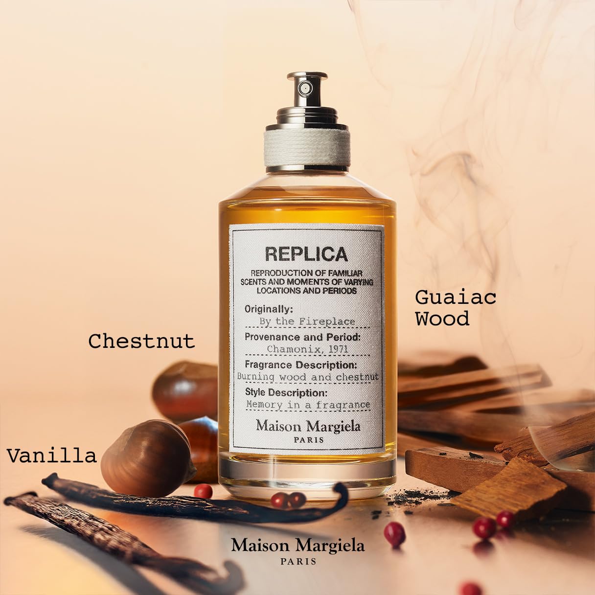 Maison Margiela - Replica - By the Fireplace Eau de Toilette - Warm & Spicy Fragrance - With Chestnut, Wood & Vanilla - 3.4 Fl Oz