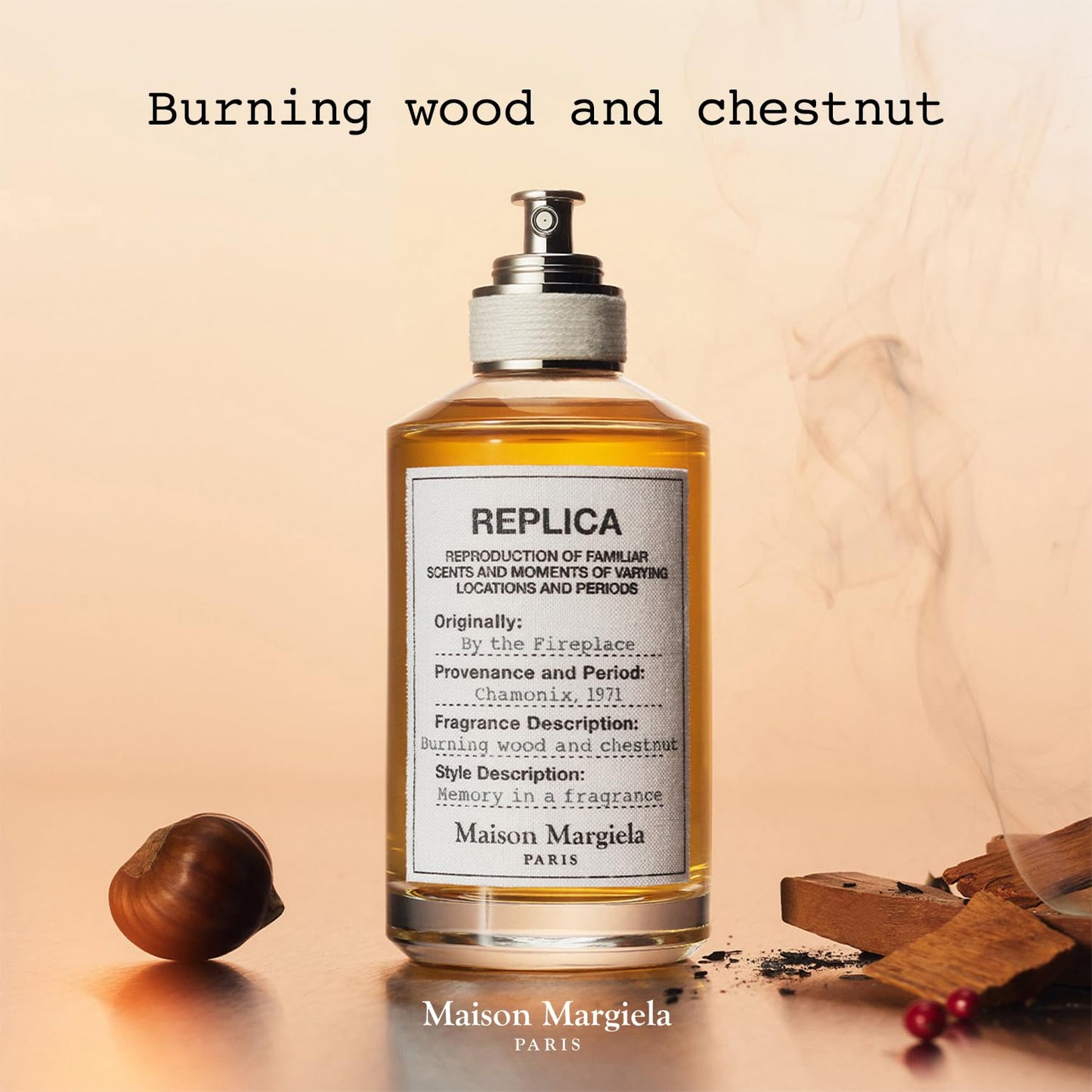 Maison Margiela - Replica - By the Fireplace Eau de Toilette - Warm & Spicy Fragrance - With Chestnut, Wood & Vanilla - 3.4 Fl Oz